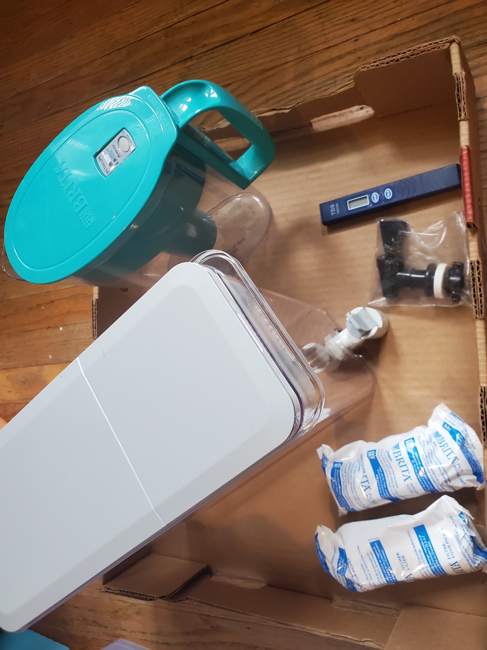 2 Brita Water Filter Pitchers  with 2 new Filters and TDS Tester, new faucet.